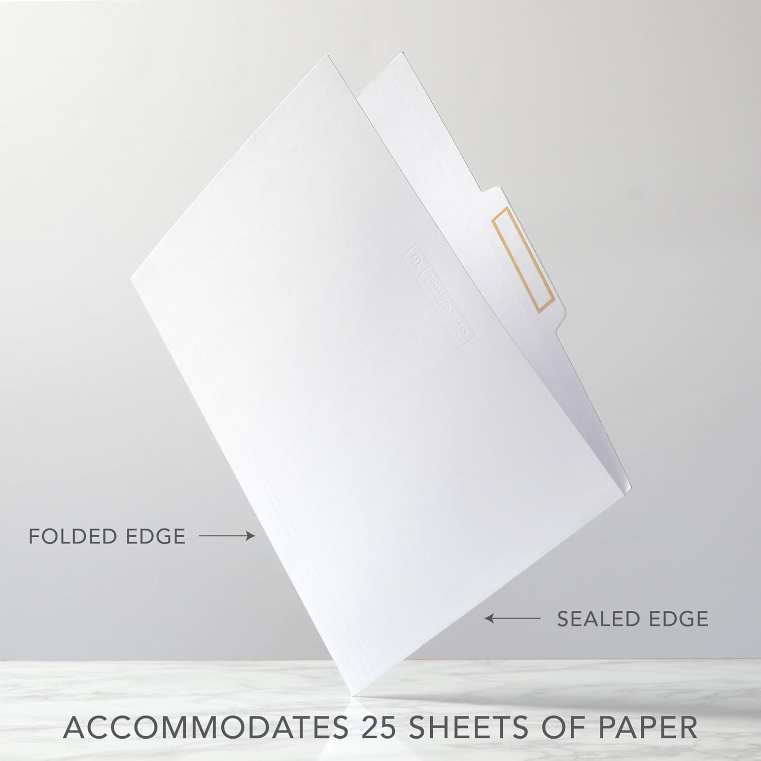 russell+hazel White File Folders, Includes Gold Foil Border Labels, Center Position Tabbed File Folders, 11.75” x 9.75”, Letter Size, 12-Count (18911)