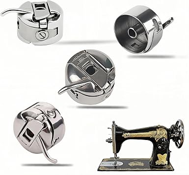 Sewing Machine Bobbin Case 4-Pack - Stainless Steel Bobbin for Front-Loading 15 Class Machines, Compatible with Most Home & Vintage Sewing Machines, Non-Snag Design, Durable Replacement Spool Case