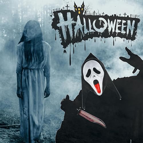 Miniatura 2 de ADWOA 2PCS Halloween Ghostface Mask Scream Mask Ghost Creepy Full Face Mask Scary Ghost Costome Props for Halloween