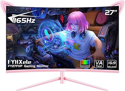 Amazon.com: FYHXele FY27FHP Pink Monitor 27 Inch Curved Gaming 165Hz ...