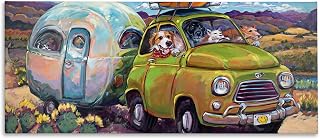 Stupell Industries Dogs Driving Camper Western Desert Adventure, Designed by CR Townsend Canvas Wall Art, 17 x 40, Multi-Color