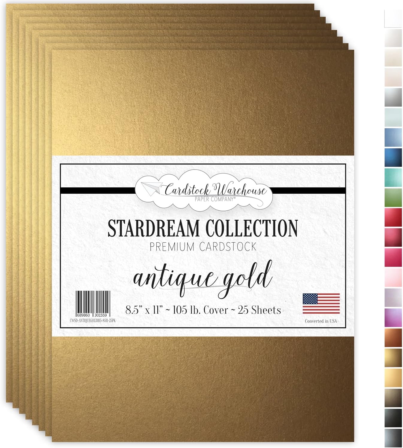 Cardstock Warehouse Stardream Antique Gold Cardstock Paper - 25 Sheets, 8.5 x 11" โ 105 lb / 284 GSM Premium Metallic Dark Gold Card Stock for High-end Printing Card Making Die-cutting & DIY Projects