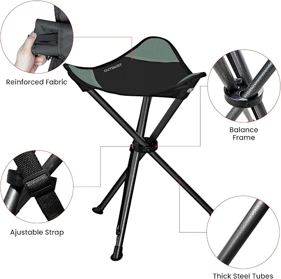 OUTSKIRT 22.4 Portable 2 Pack Folding Tripod Stools for Camping