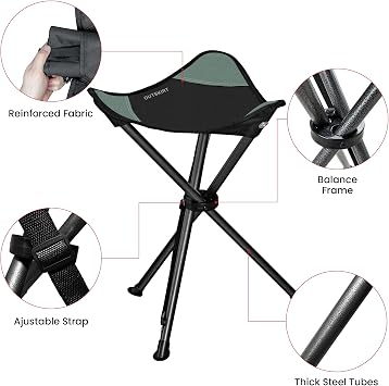 OUTSKIRT 22.4 Portable 2 Pack Folding Tripod Stools for Camping
