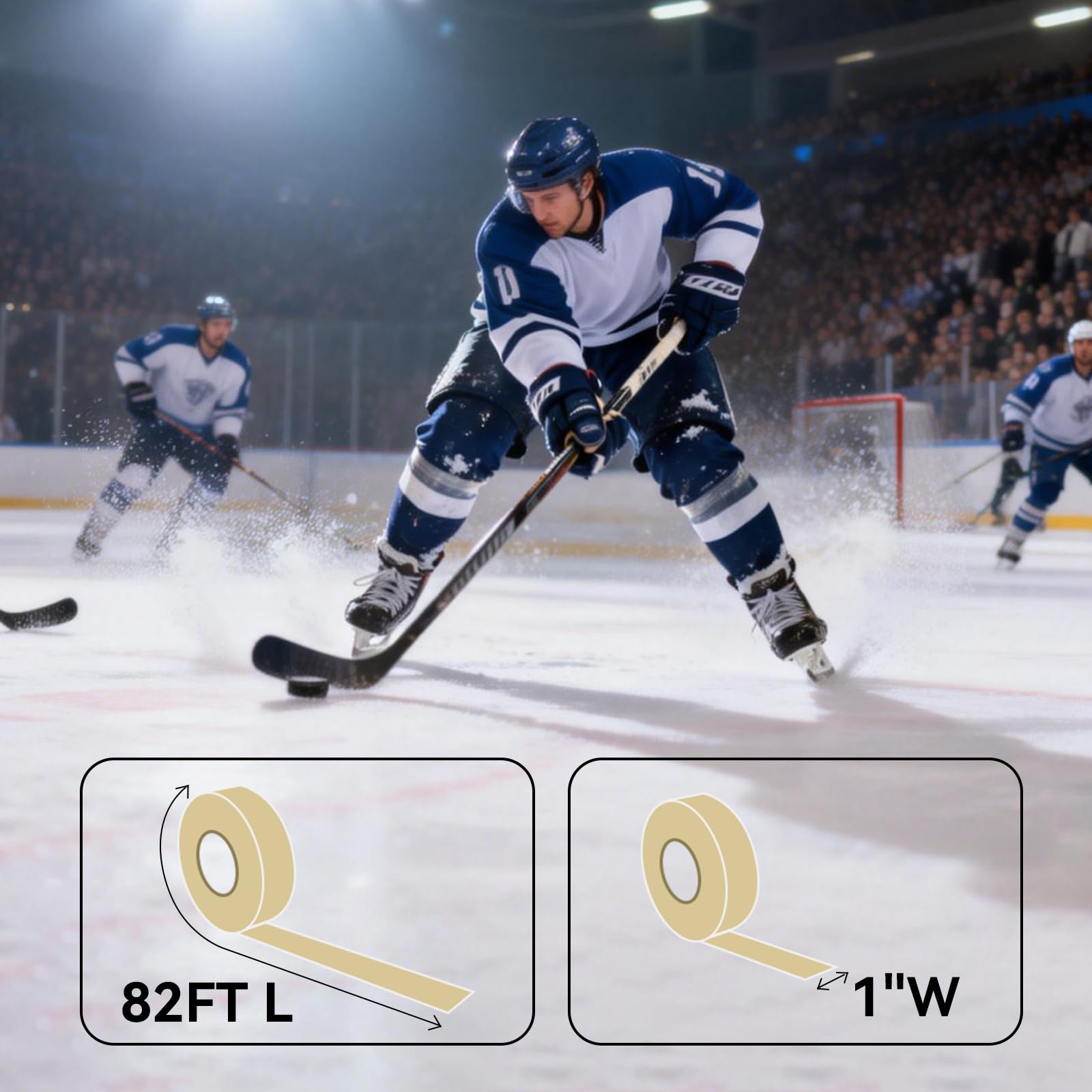 Cinta transparente de hockey de 1 pulgada x 82 pies, paquete de 24 | Cinta adhesiva fuerte pero fácil de rasgar y sin residuos para mangos de palo, cuchillas, calcetines y equipo | Cinta de