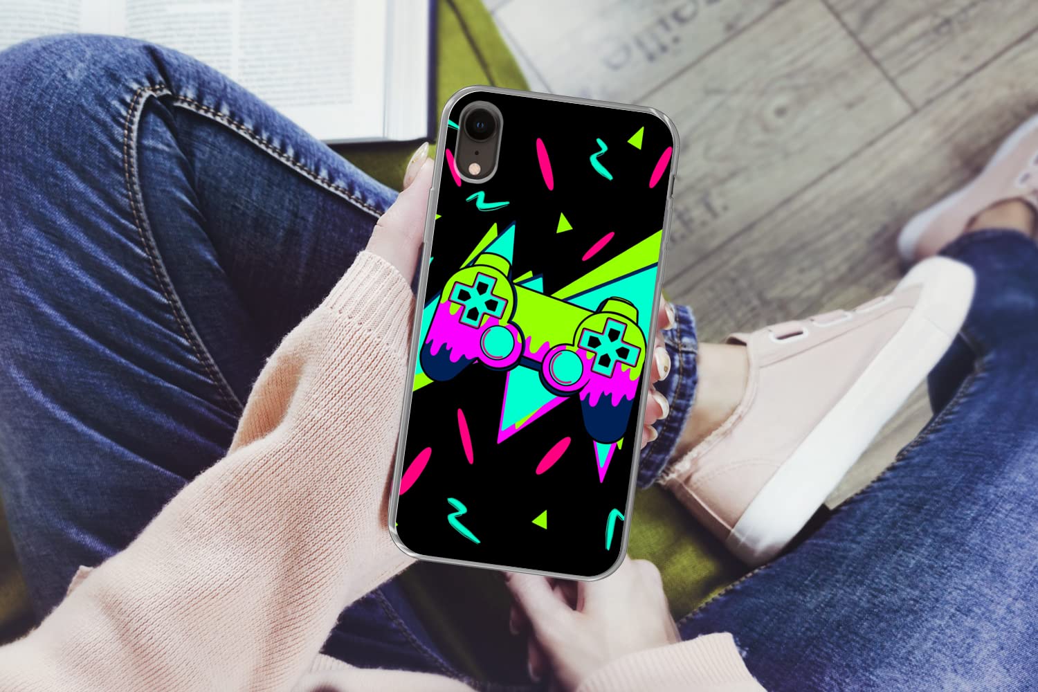 MuchoWow Funda para iPhone XR - Juego - Mando - Negro - Funda de Silicona/Funda Blanda para teléfono móvil