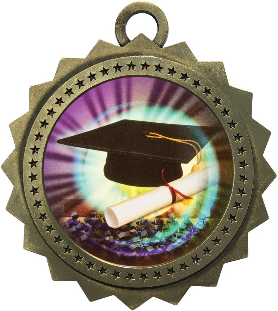 1 to 50 Packs Graduation Gold Medals Trophy Award with Free Custom Engraving D03-MY424