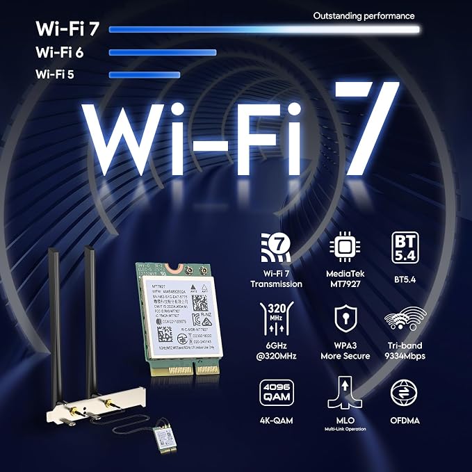 Tarjeta WiFi 7 Bluetooth 5.4 EDUP BE9300 M.2 2230 para AMD/Intel miniatura 2