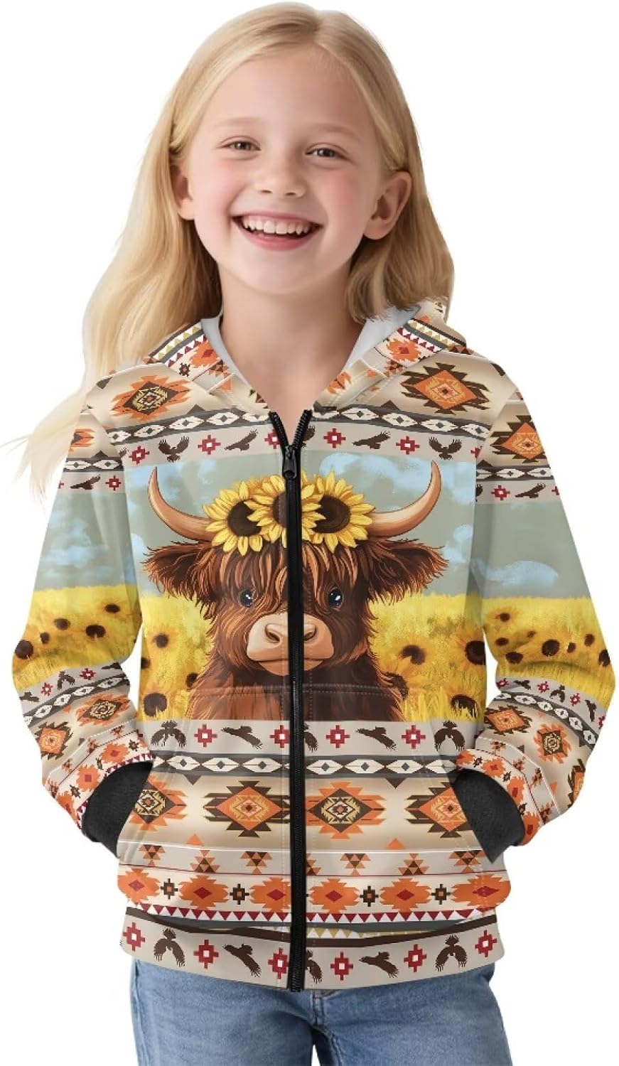 Girls Long Sleeve Zip Up Hoodies Kids 6-16 Years Old Fleece Hoodies