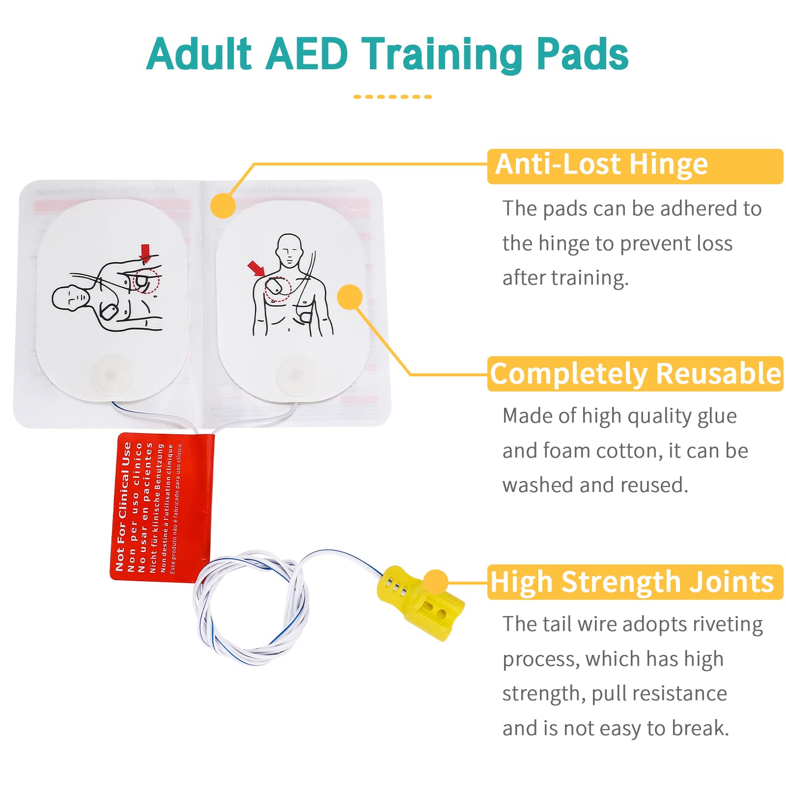 Amazon.co.jp: LVCHEN AEDパッド 4組 再利用可能 大人用 AED