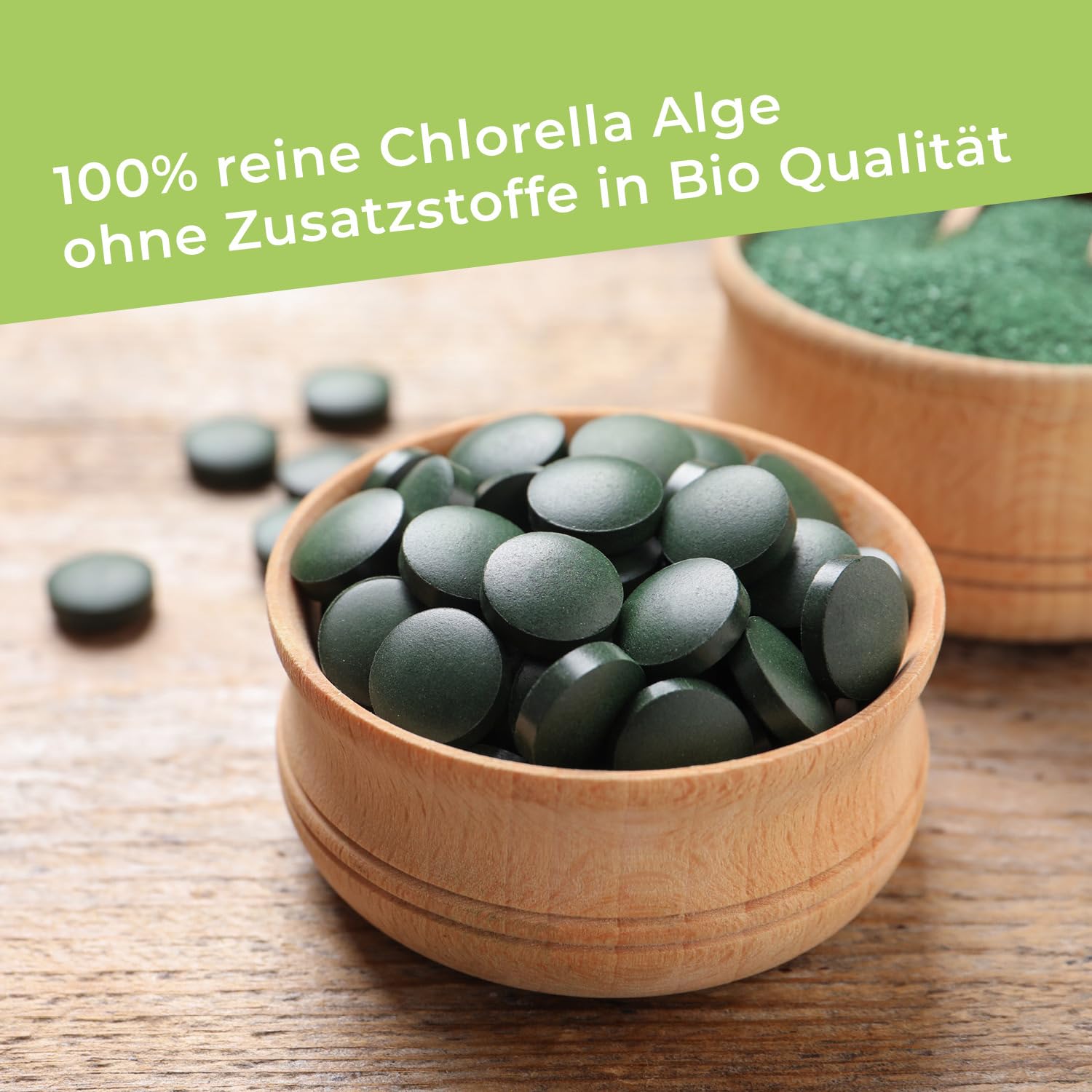 GreatVita Chlorella Bio Lot de 1 600 comprimés de chlorelle bio - 500 mg - 800 g - Sans additifs - Végétalien et durable - Riche en chlorophylle et caroténoïdes