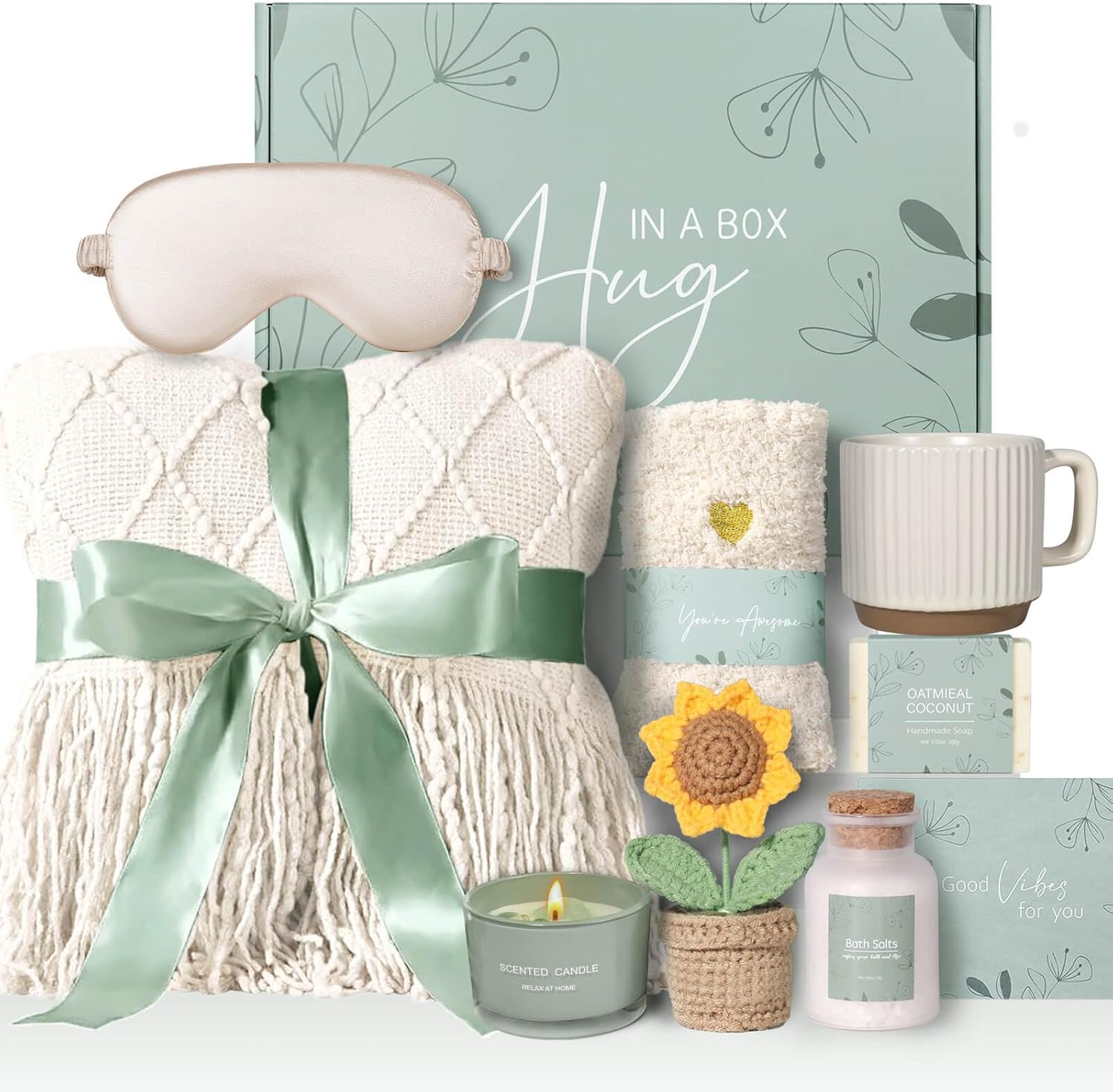 Get Well Soon Gift Baskets for Women, Self Care Gifts Thinking of You Warm Care Package with Luxury Gift Set for Women Mom Her Best Friends Sister Wife