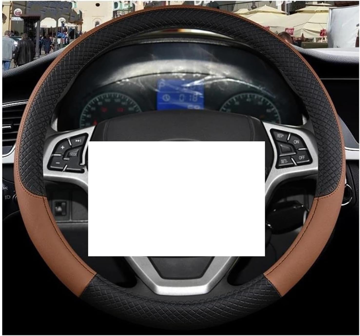 PU Leather Non-Slip Car Steering Wheel Cover Protector for Chery for Tiggo 7 Pro Plus for Tiggo 8 Plus for Tiggo 5X Pro (Color : 0 Shape Brown)