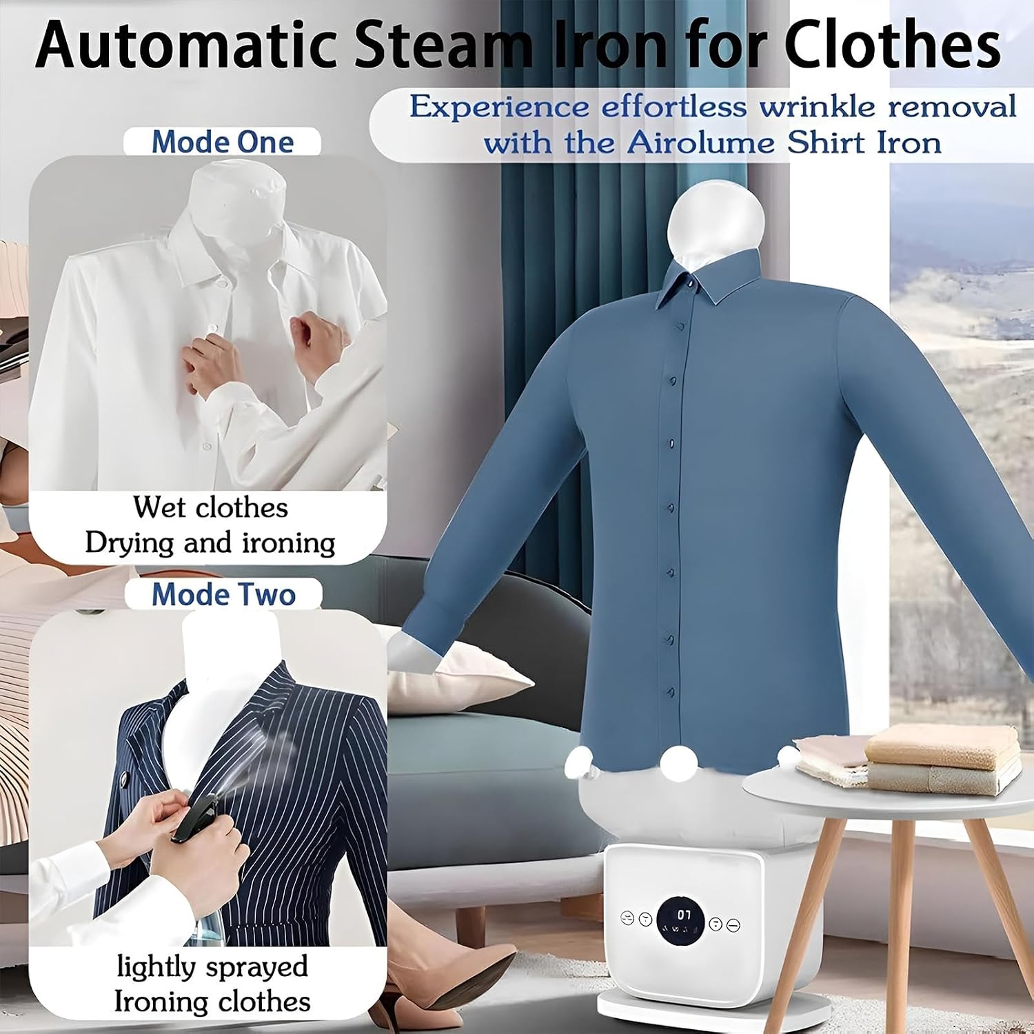 2026 New Hands Free Automatic Ironing Machine,Temperature Adjustable, 8 Minutes Quick Ironed Dry, Built In Aromatherapy Tank