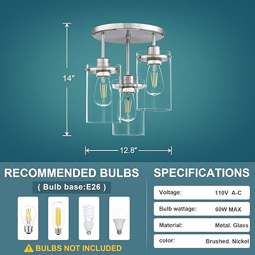 Miniatura 3 de Doraimi Lighting Lámpara colgante moderna de isla de cocina dorada de 4.7 pulgadas, pantalla de vidrio transparente, lámpara colgante de latón