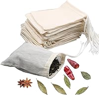 Carrollar 10 Pack Reusable Unbleached Cotton Tea Filter Bags 3x4 Inch - Muslin Cheesecloth Strainers for Cold Brew Coffee, Soup, Spices, Bone Broth