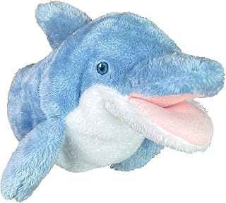 Hand Puppet - Dolphin from Deluxebase. Plush Animal Puppets for Kids Made from Recycled Plastic Bottles, Eco-Friendly Toys for Pretend Play, Gifts and Creative Playtime.