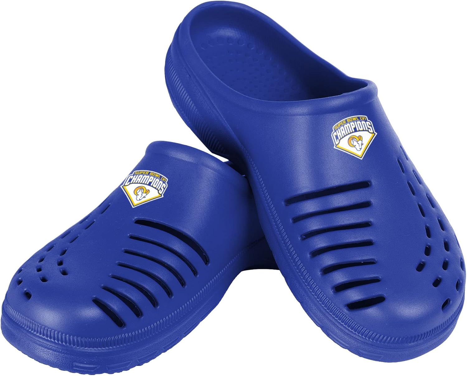 FOCO NFL Mens NFL Los Angeles Rams Super Bowl LVI Champions Shoes Slipper Clogs