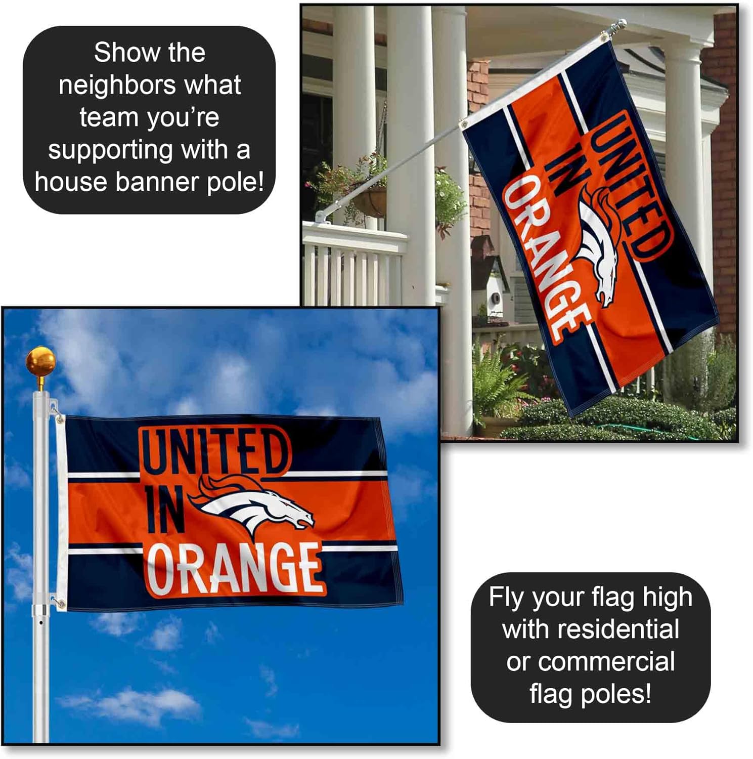Denver Broncos United In Orange 3x5 Outdoor Flag