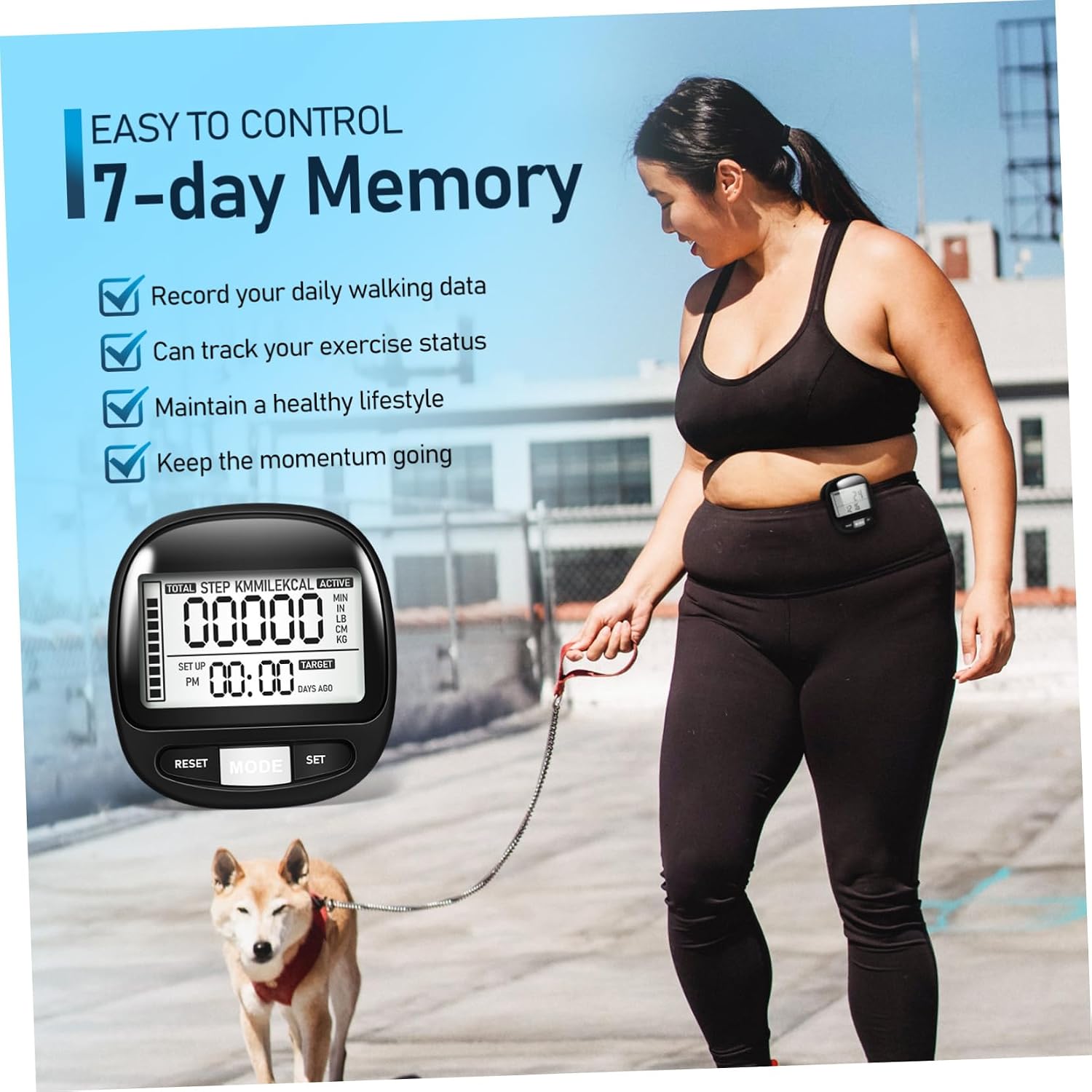 Luxshiny Accurate Portable Step Counter Pedometer with Large Digital Display Durable Clip Walking Tracker for Outdoor Fitness Easy Operation Lightweight Plastic Design for Men Women Seniors