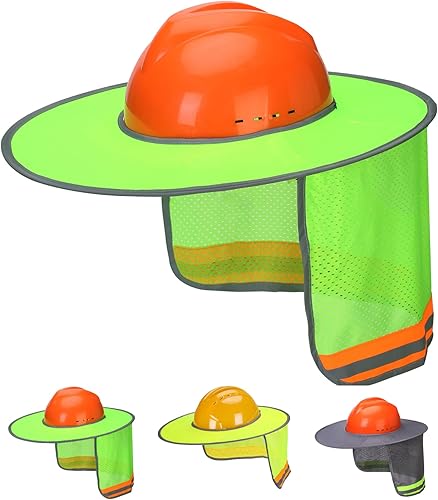 Casco Industrial UNCO con Protector Solar, Verde, Visera Completa y Estándar de Malla, Alta Visibilidad Reflectante, Accesorio para Casco Duro