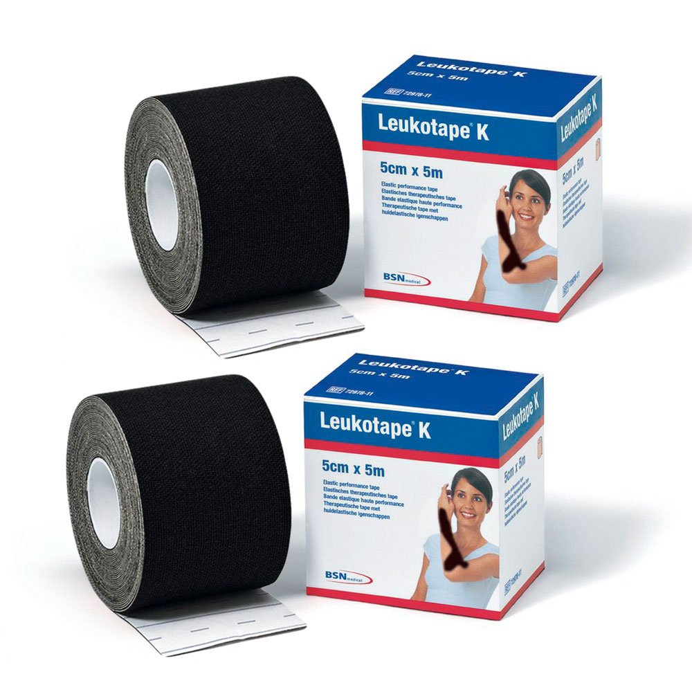 BSN Lot de 2 bandes de kinésiologie Leukotape K (5 m x 5 cm) Noir