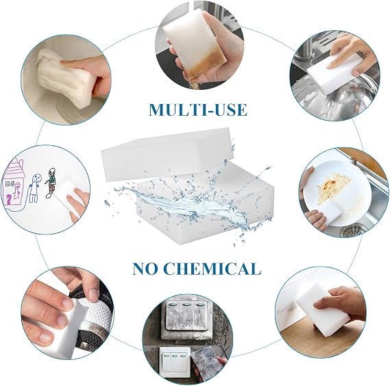 Magic Cleaning Sponges Eraser Sheets,White Melamine Sponge Wipes for Furniture, Kitchenware, Shoe