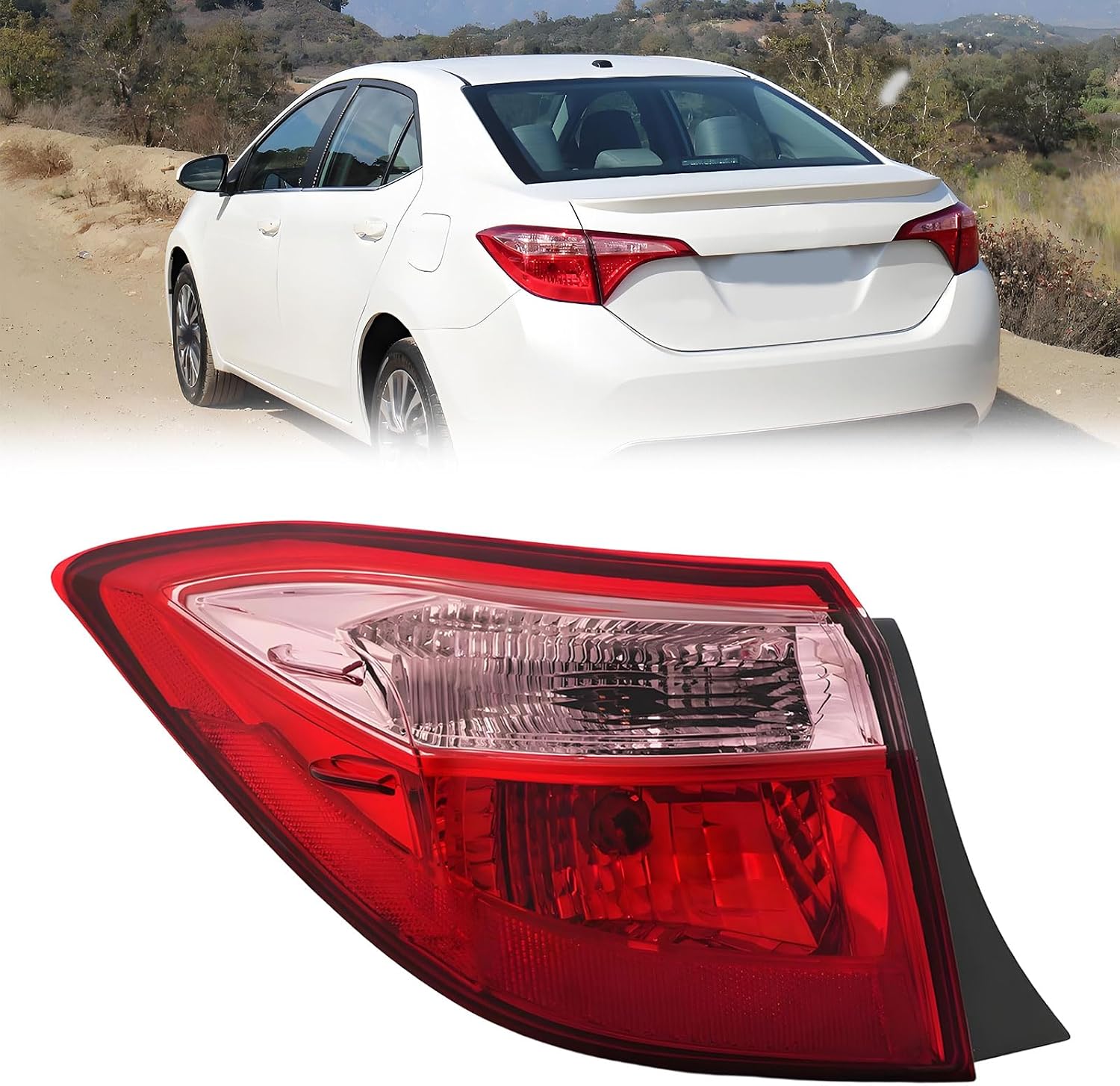 Right Passenger Outer side Tail Light Assembly for 2017 2018 2019 Toyota Corolla CE L LE Replacement Halogen Rear Reverse Brake Tail Lamp Red/Pink for TO2805130 8155002B00(RH)