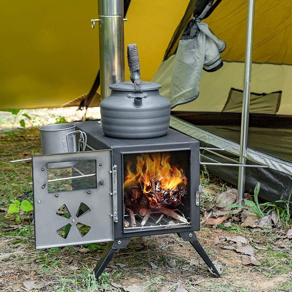 Portable Outdoor Camp Wood Burning Multifunctional Firewood Burner with Detachable Chimney