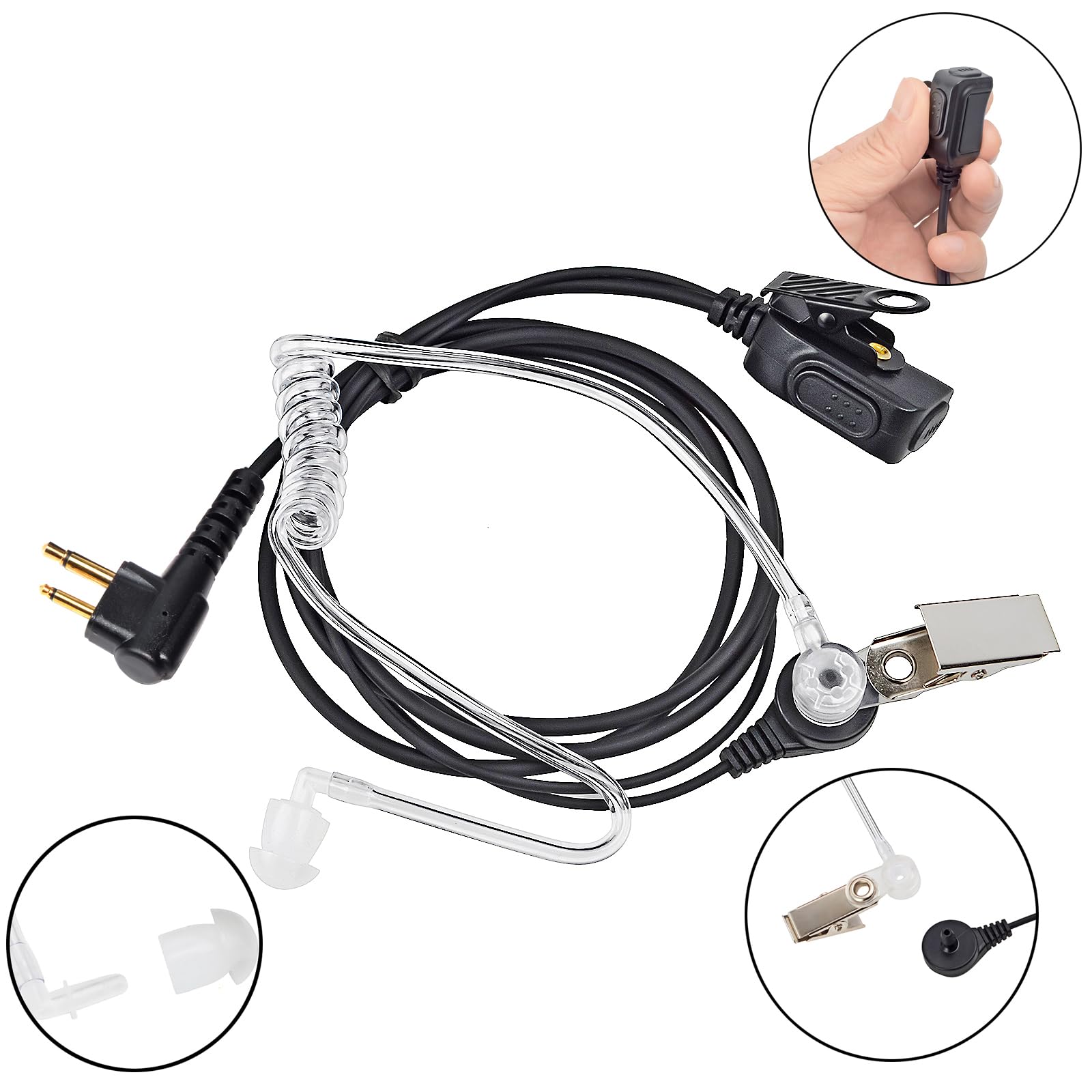 HYS Walkie Talkie Ohrhörer, verdeckter Luftschlauch, PTT mit Mikrofon, Sicherheits-Headset kompatibel mit Motorola CP040 DP1400 GP300 Funkgerät (10 Stück)