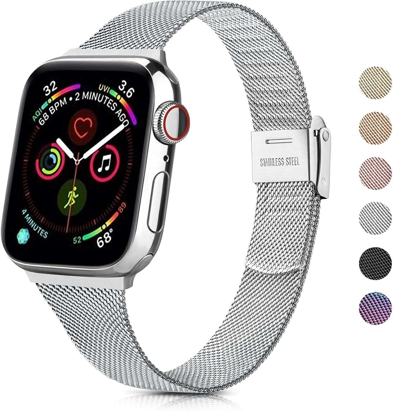 Amzpas Scrunchie Elastic Bands Compatible for Apple Watch Band 38mm 40mm 42mm 44mm Cloth Soft Wristband Bracelet Women Girl for iWatch Series SE 6 5 4 3 2 1(Sun flower, 42mm/44mm-S/M))