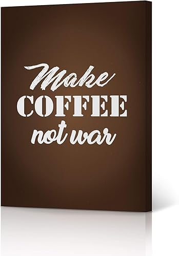 HB Art Design Make Coffee Not War Quote Vintage Brown Background Canvas Print Wall Art Coffee Bar Decor Coffee Signs Kitchen Wall Decor Dining Room