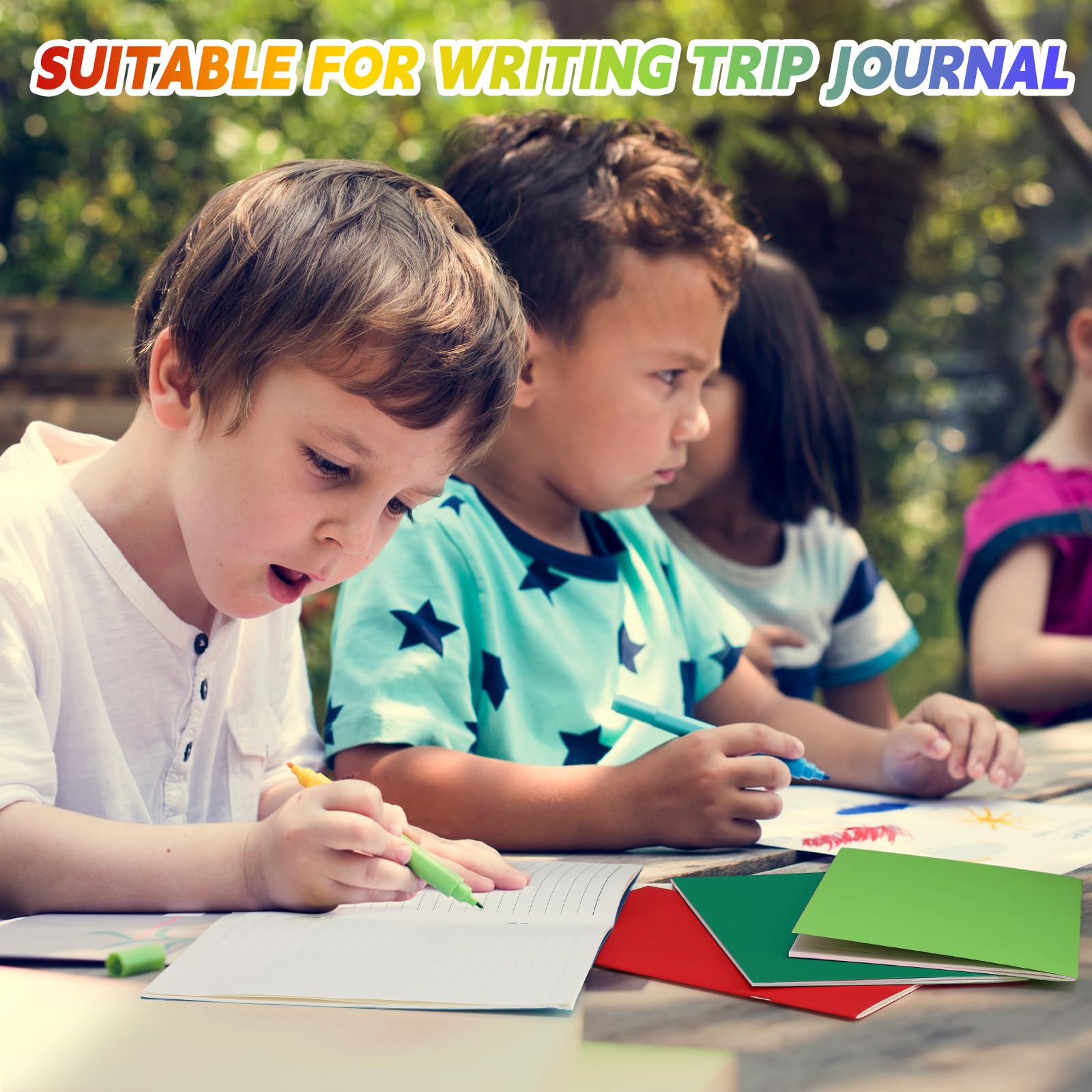 Gueevin 24 quaderni vuoti per bambini per scrivere storie, diari sfusi per studenti, libri K-2+, libri in brossura, pagine a righe, diari per scuola elementare, arti e mestieri, 14 x 21,1 cm (colori