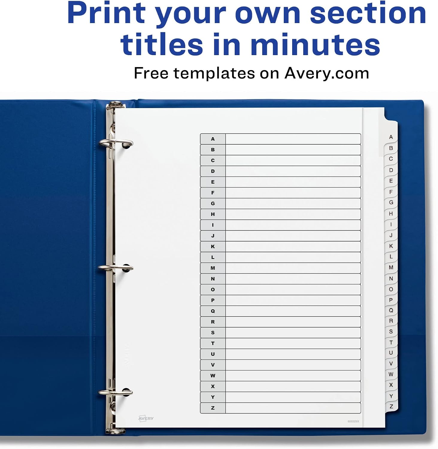 Avery Extra-Wide 26 Tab Dividers for 3 Ring Binders, Customizable Table of Contents, Multicolor Tabs, 1 Set (11166)