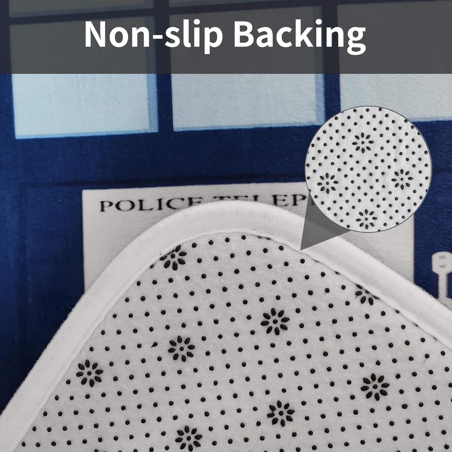 4 Pcs Tardis Police Box Shower Curtain Set, Blue Vintage Style Shower Curtain with Non-Slip Rug, Funny Creative Gift for Kids Adult, Toilet Lid Cover and Bath Mat Bathroom Decor Curtain with 12 Hooks