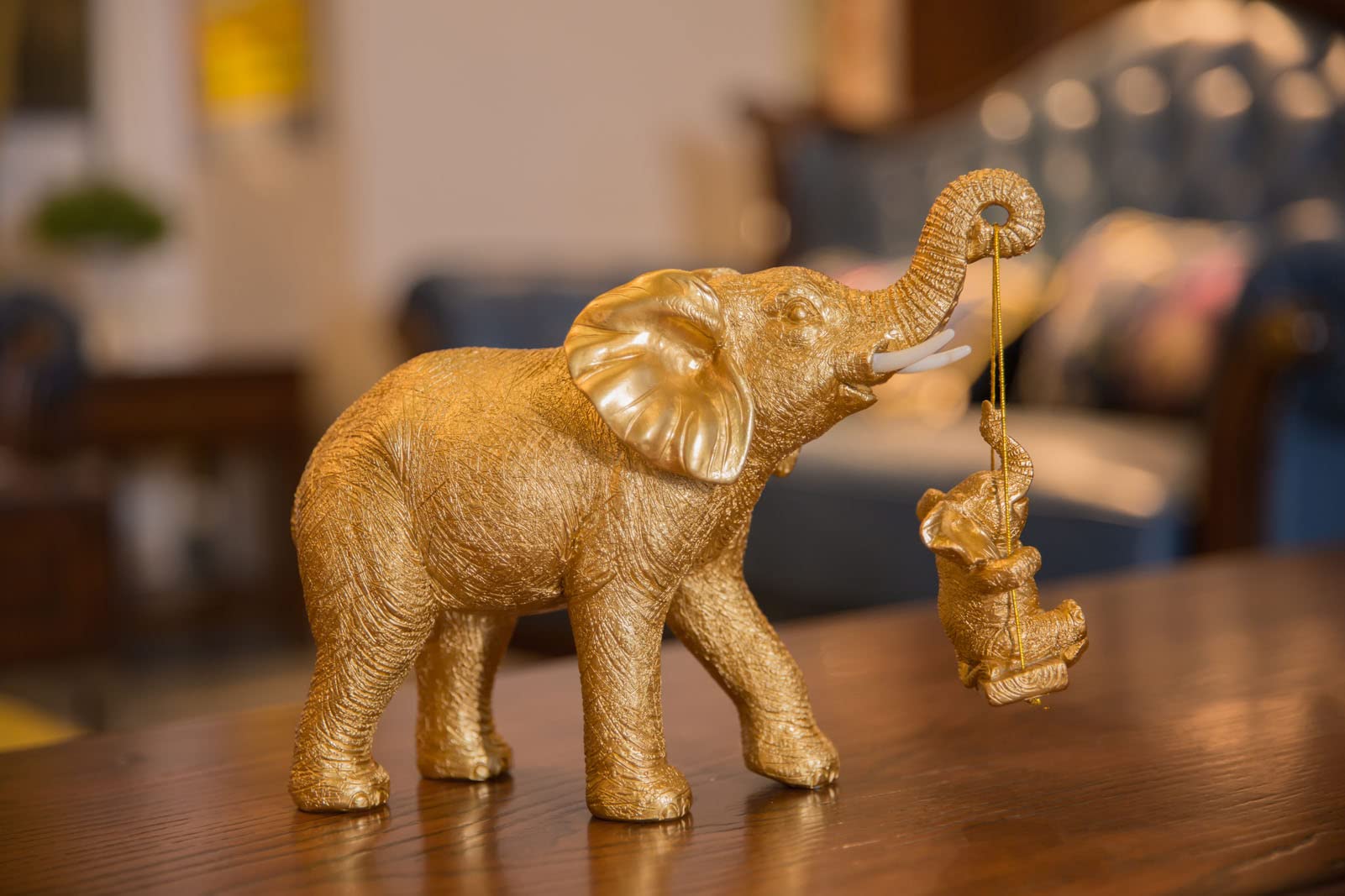 Decoración de Elefante, Estatua de Elefante, decoración de Elefante Dorado Que trae Suerte, Salud y Fuerza. Regalos de Elefante para Mujer, Regalos de Madre,Oro
