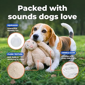Best Pet Supplies Bunny Buddy Squeaky Plush Dog Toy - Beige, Small