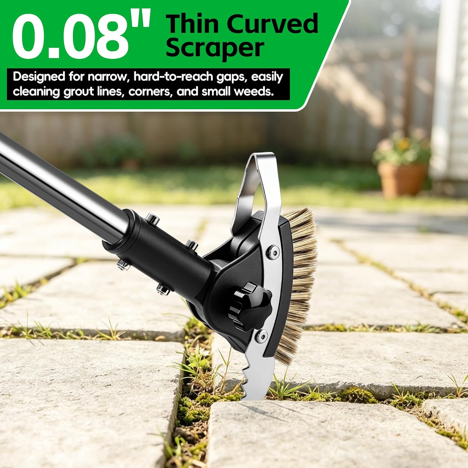 Crack Weeder Tool，3-in-1 Crevice Cleaning Tool with Adjustable Long Handle image 2