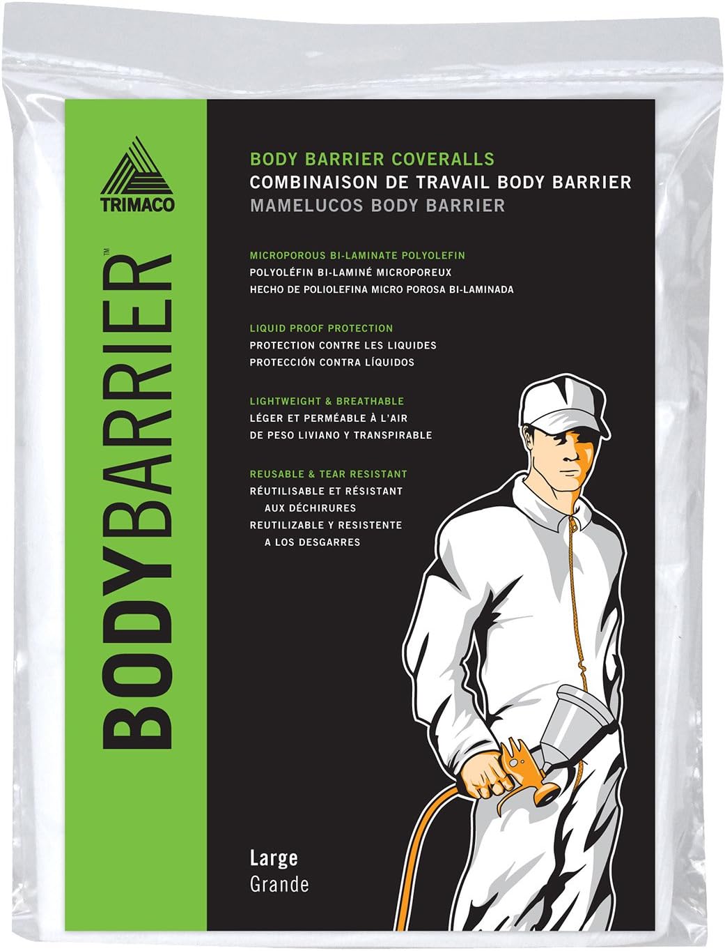 Trimaco Body Barrier Coveralls, Large
