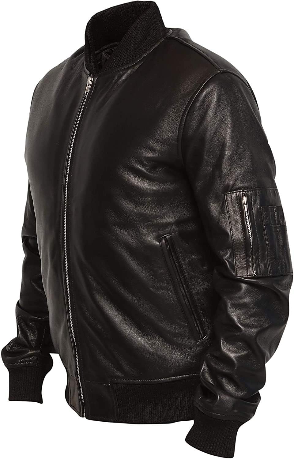 Mens American MA1 Aviator Sheepskin Real Leather Flight Bomber Jacket