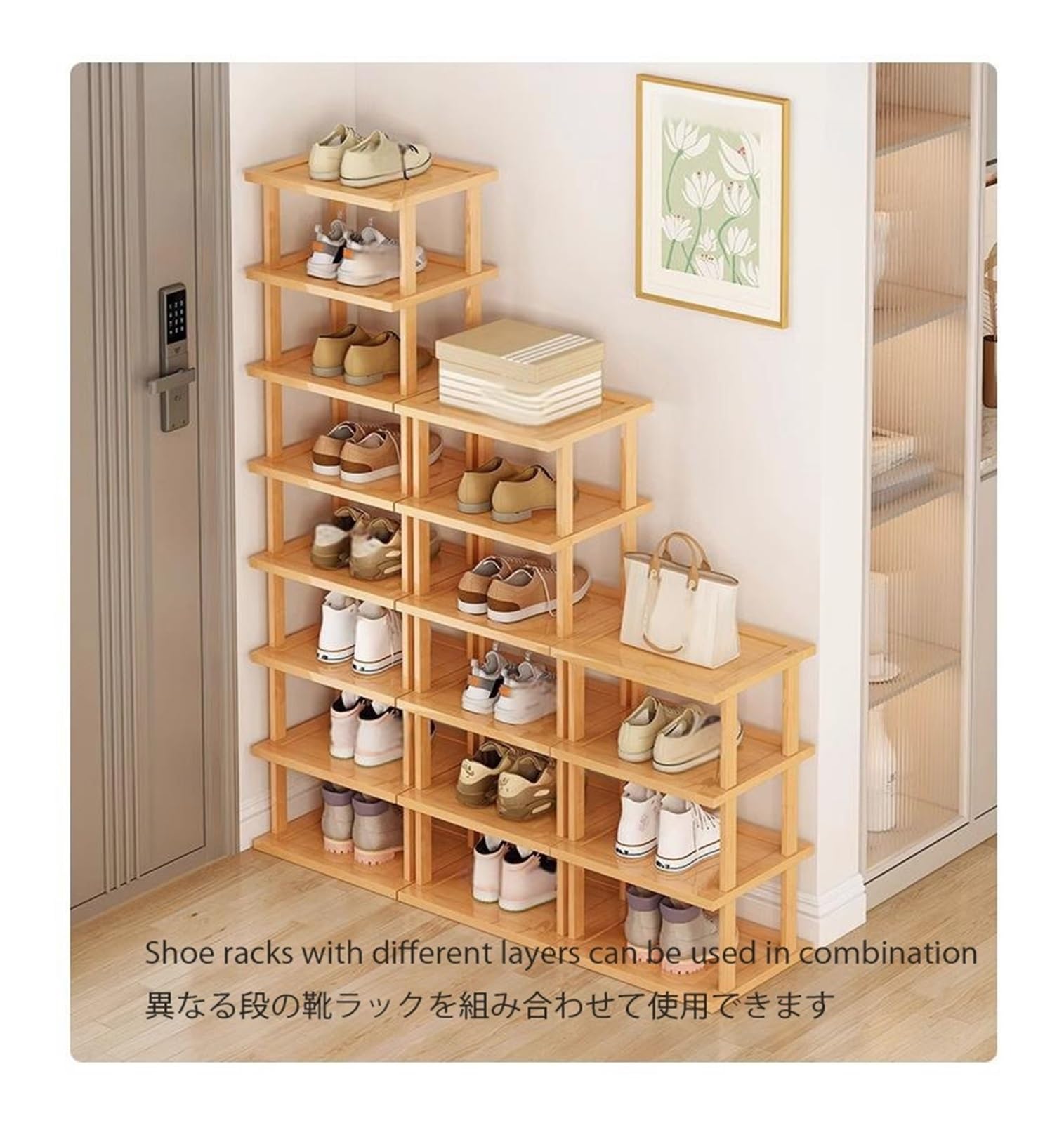 Schmale Klein Schuhregal Platzsparend Schuregal Schihregal Shoe Rack Abnehmbar Leicht Tragbar Offen Standregal Für Eingangsbereich Garage Wohnzimmer Flur Schlafzimmer Ecke 2-9 Ebenen(6 Layer)