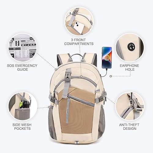 Miniatura 4 de Mochila de senderismo para mujeres y hombres de 20 litros con bolsillo extraíble para teléfono, mochila de viaje ligera pequeña mochila de
