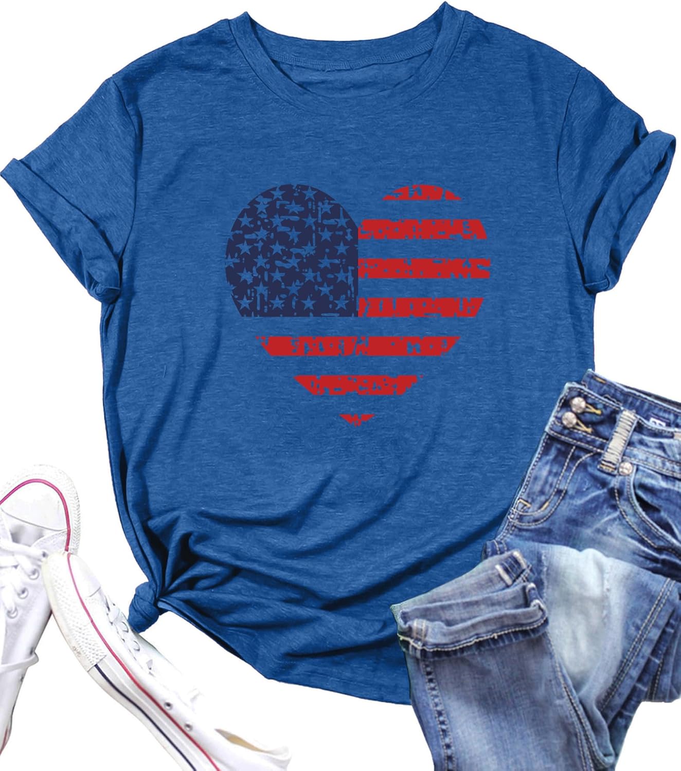 American Flag Heart Shirts for Women 4th of July T-Shirt Graphic Patriot Tee USA Flag Shirt Tops - Image 5