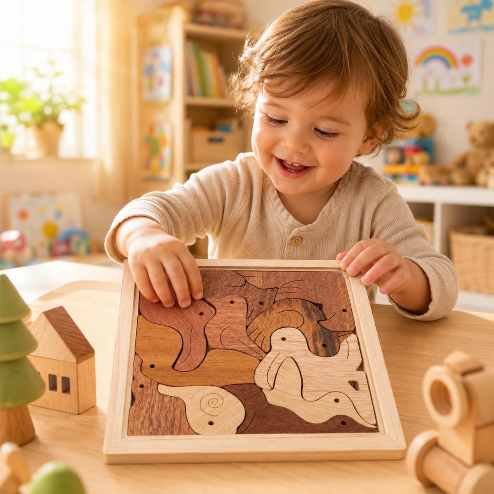 Puzzle Didattico per Bambini Rompicapo, Puzzle 3D In Legno Con Verdure