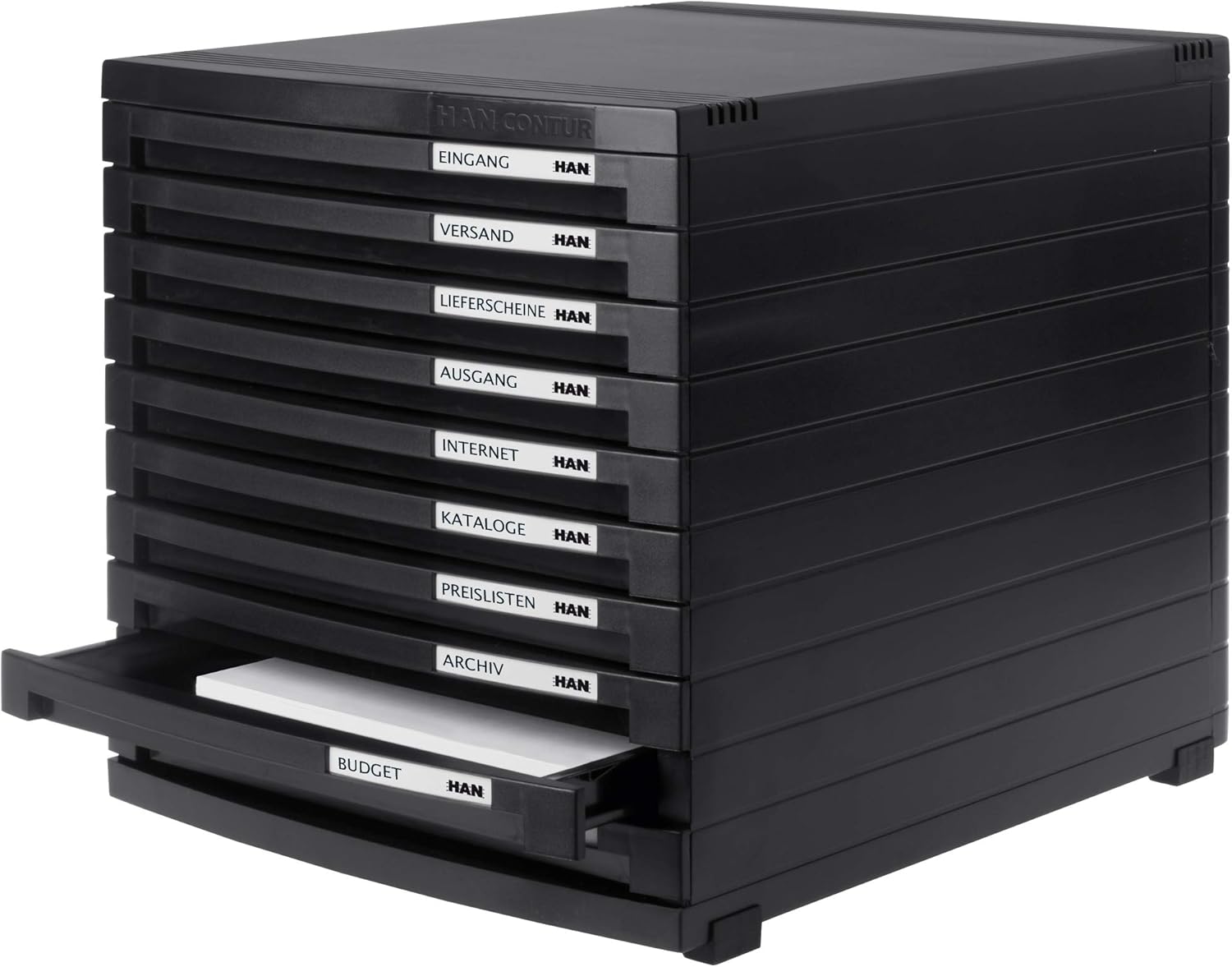 HAN 1510-13 A4/B4/C4 Drawer Box with 10 Closed Drawer - Black