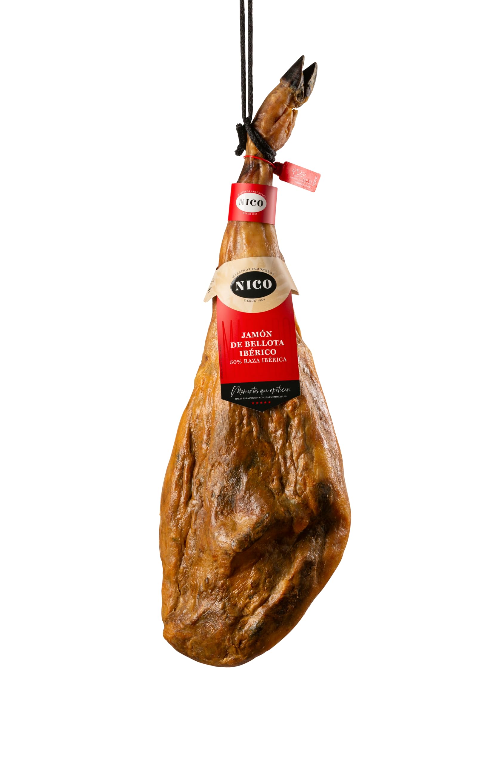 Nico Jamones - LOTE JAMÓN DE BELLOTA IBÉRICO - 50% RAZA IBÉRICA min. 27 meses de curación + Lomo Cebo Ibérico+ Salchichón Ibérico + Chorizo Ibérico+ Queso de Oveja + Caja decorada