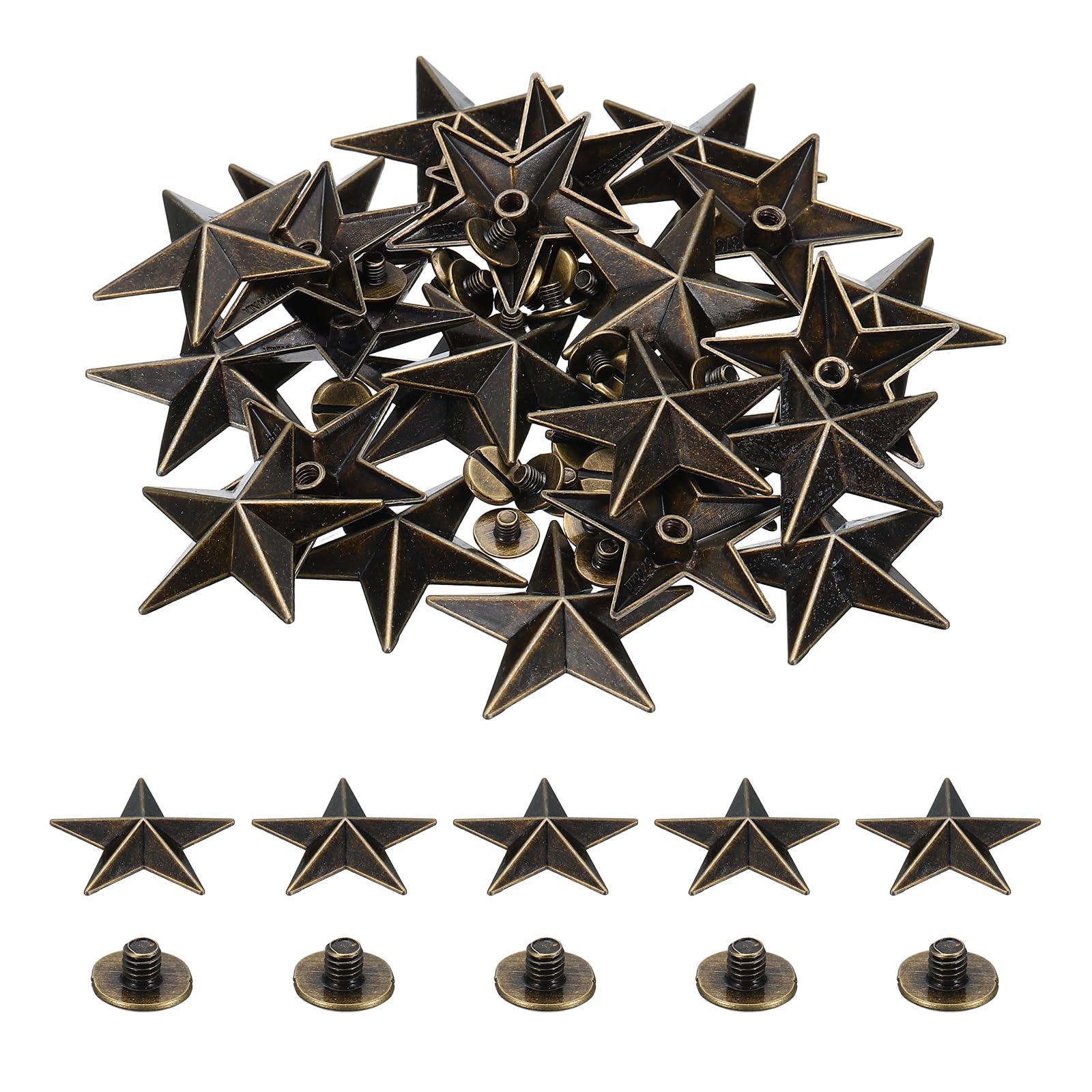 Remaches estrella de doble cabeza para decoración duradera en cuero 31mm