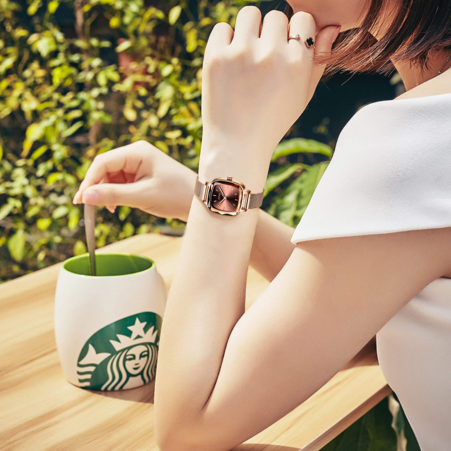 CIVO Montre Femme Rectangle Etanche Analogique Quartz Bracelet Mode Entreprise Élégant Classique