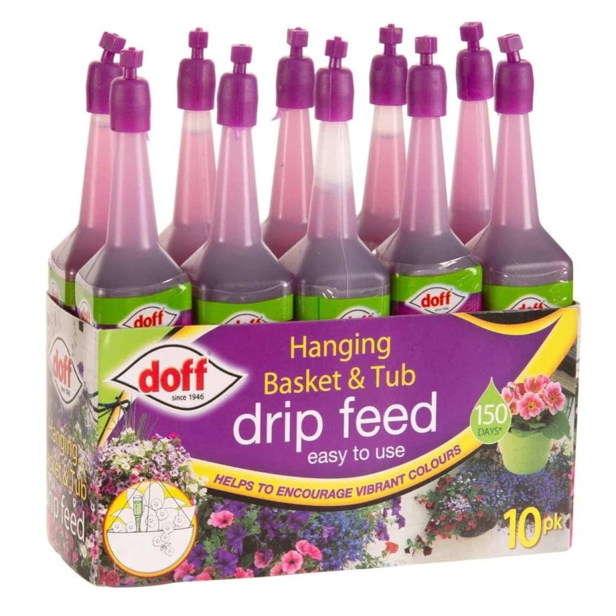 10-Pack Hanging Basket & Tub Drip Feeders | Ready-to-Use Plant Feeders for Self-Watering Baskets, Planters, Patio Containers | Micro-Drip Feeder For Indoor Outdoor Plants Vibrant Colours and Bloom