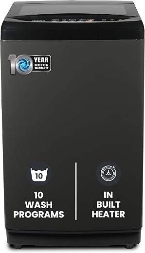 NU 8 Kg Fully Automatic Top Load Washing Machine with Soft Close Premium Toughened Glass Lid (WFTLM80GD, Inox Grey)